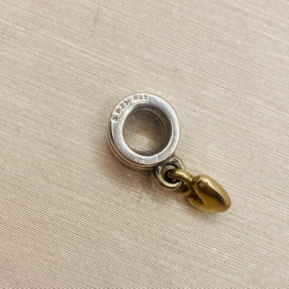 EUC Pandora 790173 Sterling Silver Bead w/ 14k Yellow Gold Heart - Main Image